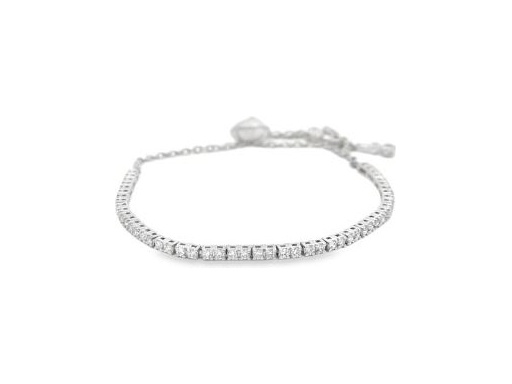 18K White Gold Adjustable Tennis Bracelet with Natural Round Diamonds